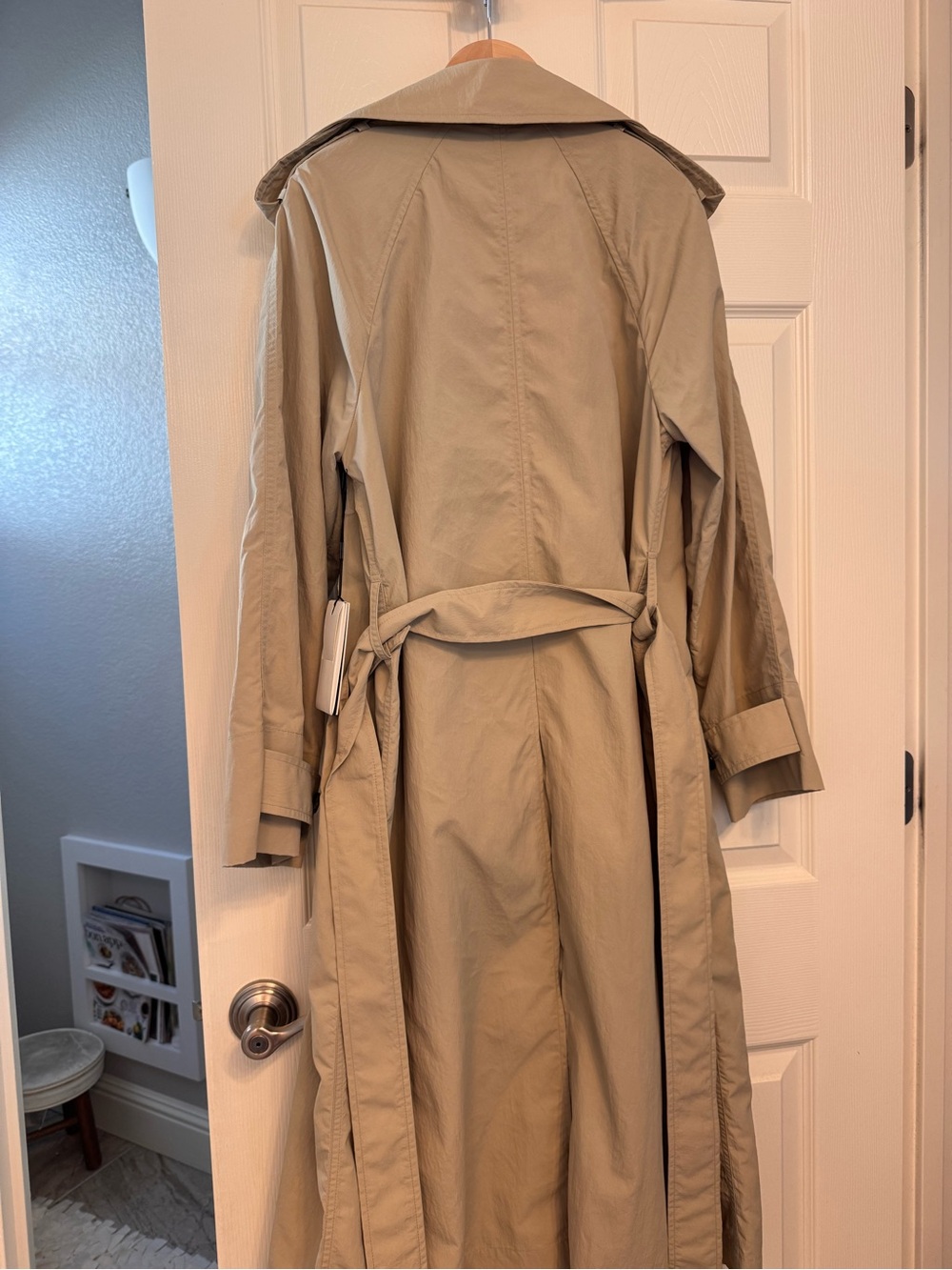 New - Aritzia Tan Long Double-Breasted Trench Coat - Picture 6 of 8